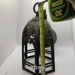 Vtg Antique Early 1900s Gothic Medieval Metal Castle Ceiling Lantern Hang Lamp