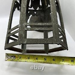 Vtg Antique Early 1900s Gothic Medieval Metal Castle Ceiling Lantern Hang Lamp