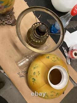 Vtg Antique Plume Atwood Flower Oil Hurricane Lantern Cast Iron Art Deco k217