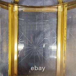 Vtg Brass Hanging Hall Lantern, Hexagonal Shaped with Starburst Glass (No Wiring)