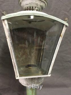 Vtg Brass Sconce Pair Coach Light Fixture Porch Lantern Beveled Glass 123-18E