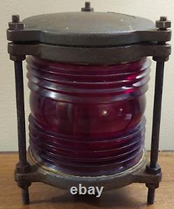 Vtg Bronze Nautical Salvage Channel Marker Lantern Maritime Red Signal Beacon