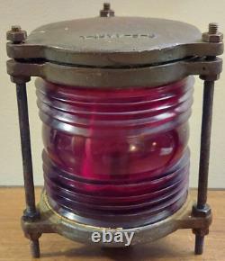 Vtg Bronze Nautical Salvage Channel Marker Lantern Maritime Red Signal Beacon