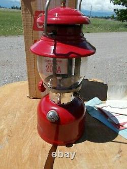 Vtg Coleman 200a Burgundy Lantern Dated 10-61 Usfs Forest Service Original Box