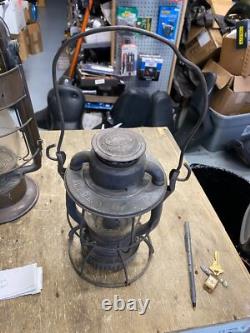 Vtg Dietz P & L. E Railroad Lantern Pgh Lake Erie Vesta Clear Globe Antique Lamp