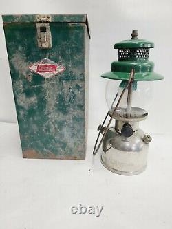 Vtg Lantern Coleman Chrome Model 242b Dated 3-51 March 1951 Glass USA With Box