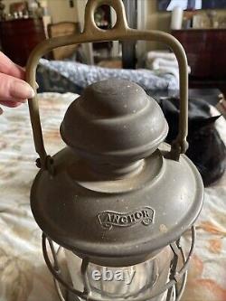 Vtg Maritime Brass Lantern Made Into Lamp Hanging Or Sitting With Long Plug Wire