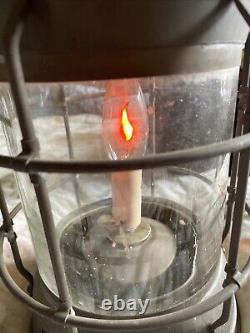 Vtg Maritime Brass Lantern Made Into Lamp Hanging Or Sitting With Long Plug Wire