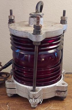 Vtg Nautical Salvage Channel Marker Lantern Maritime Red Signal Beacon WORKS