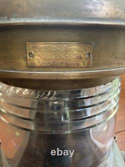 Vtg Perko Perkins Marine Large Brass Navigational Light Lantern