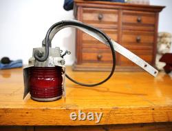Vtg Railroad Stop Light Train Crossing Switch Arm Lantern Glass Globe antique