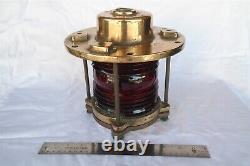 Vtg Russell & Stoll Co Ships light lamp lantern Heavy Brass Red Lens