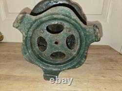 Vtg Solid Cast Iron Japanese Pagoda Lantern Bird Bamboo Org. Green Color Handle