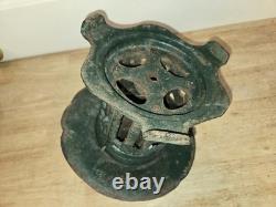 Vtg Solid Cast Iron Japanese Pagoda Lantern Bird Bamboo Org. Green Color Handle