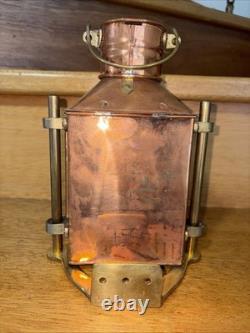 Vtg Tung Woo Masthead Copper Nautical Lantern Glass Reflector Lamp + Orig Holder