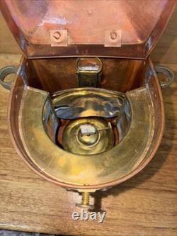 Vtg Tung Woo Masthead Copper Nautical Lantern Glass Reflector Lamp + Orig Holder