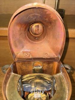 Vtg Tung Woo Masthead Copper Nautical Lantern Glass Reflector Lamp + Orig Holder