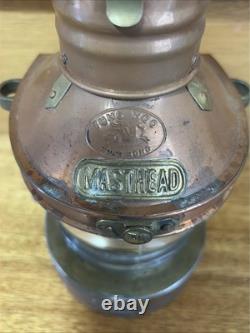 Vtg Tung Woo Masthead Copper Nautical Lantern Glass Reflector Lamp + Orig Holder