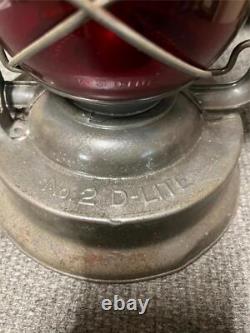 Vtg antique 1923 Dietz No. 2 D-lite railroad lantern red glass d-lite globe rare