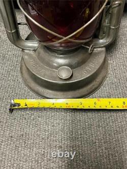 Vtg antique 1923 Dietz No. 2 D-lite railroad lantern red glass d-lite globe rare