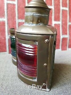 WILCOX CRITTENDEN NAUTICAL BOW lamp PORT STARBOARD Oil Lantern Marine vintage