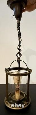 WORKING 1920s VINTAGE FRENCH STYLE BRASS HALL LANTERN