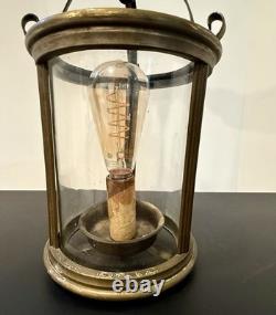 WORKING 1920s VINTAGE FRENCH STYLE BRASS HALL LANTERN