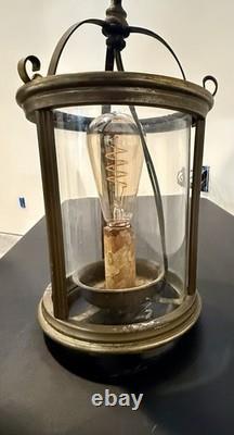 WORKING 1920s VINTAGE FRENCH STYLE BRASS HALL LANTERN