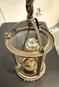 WORKING 1920s VINTAGE FRENCH STYLE BRASS HALL LANTERN