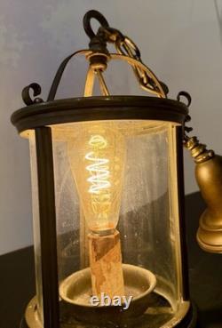 WORKING 1920s VINTAGE FRENCH STYLE BRASS HALL LANTERN