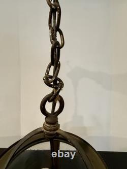 WORKING 1920s VINTAGE FRENCH STYLE BRASS HALL LANTERN