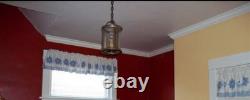 WORKING 1920s VINTAGE FRENCH STYLE BRASS HALL LANTERN
