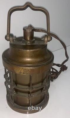 WW2 Era Bronze U. S Navy Ship Lantern Cobalt Blue WORKING CONDITION WW2 Era Bronze U. S Navy Ship Lantern Cobalt Blue WORKING CONDITION