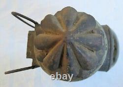 Whale Oil Police Lantern Bullseye Tin withShade Large Hand Carry Old Vtg Antique