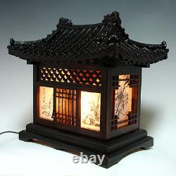 Wooden Art Shade Lantern Bedside Home Deco Oriental Asian House Table Lamp Light