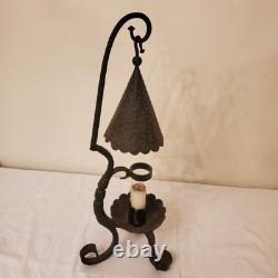 Wrought Iron Vintage Gothic Antique Candle Lantern, Holder Tall Ornate Heavy Old