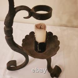 Wrought Iron Vintage Gothic Antique Candle Lantern, Holder Tall Ornate Heavy Old