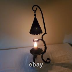 Wrought Iron Vintage Gothic Antique Candle Lantern, Holder Tall Ornate Heavy Old
