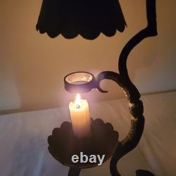 Wrought Iron Vintage Gothic Antique Candle Lantern, Holder Tall Ornate Heavy Old