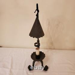 Wrought Iron Vintage Gothic Antique Candle Lantern, Holder Tall Ornate Heavy Old