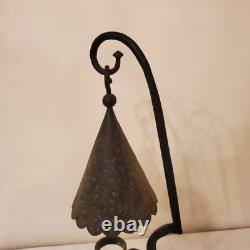 Wrought Iron Vintage Gothic Antique Candle Lantern, Holder Tall Ornate Heavy Old
