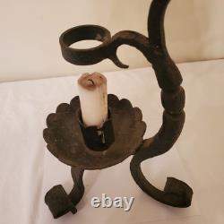 Wrought Iron Vintage Gothic Antique Candle Lantern, Holder Tall Ornate Heavy Old