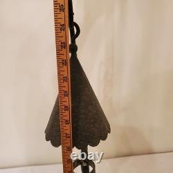 Wrought Iron Vintage Gothic Antique Candle Lantern, Holder Tall Ornate Heavy Old