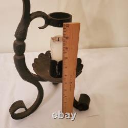 Wrought Iron Vintage Gothic Antique Candle Lantern, Holder Tall Ornate Heavy Old