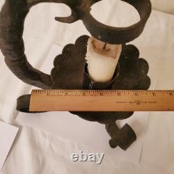 Wrought Iron Vintage Gothic Antique Candle Lantern, Holder Tall Ornate Heavy Old