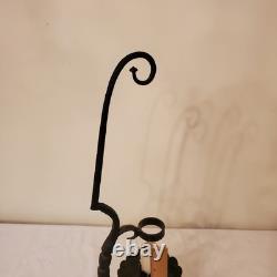 Wrought Iron Vintage Gothic Antique Candle Lantern, Holder Tall Ornate Heavy Old